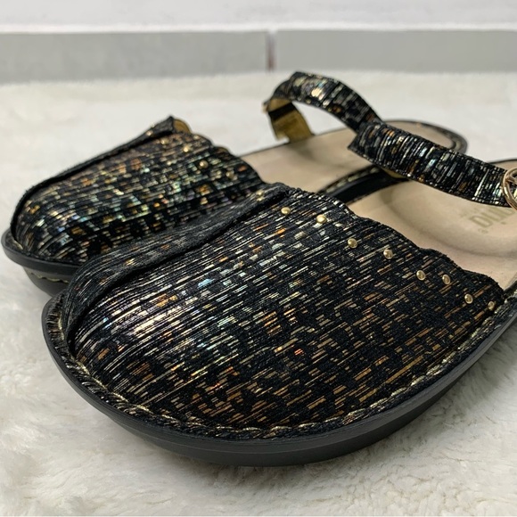 Alegria TUS-403 Women's Tuscany Leopard Print Mules Black Gold Size 8 - Picture 4 of 11